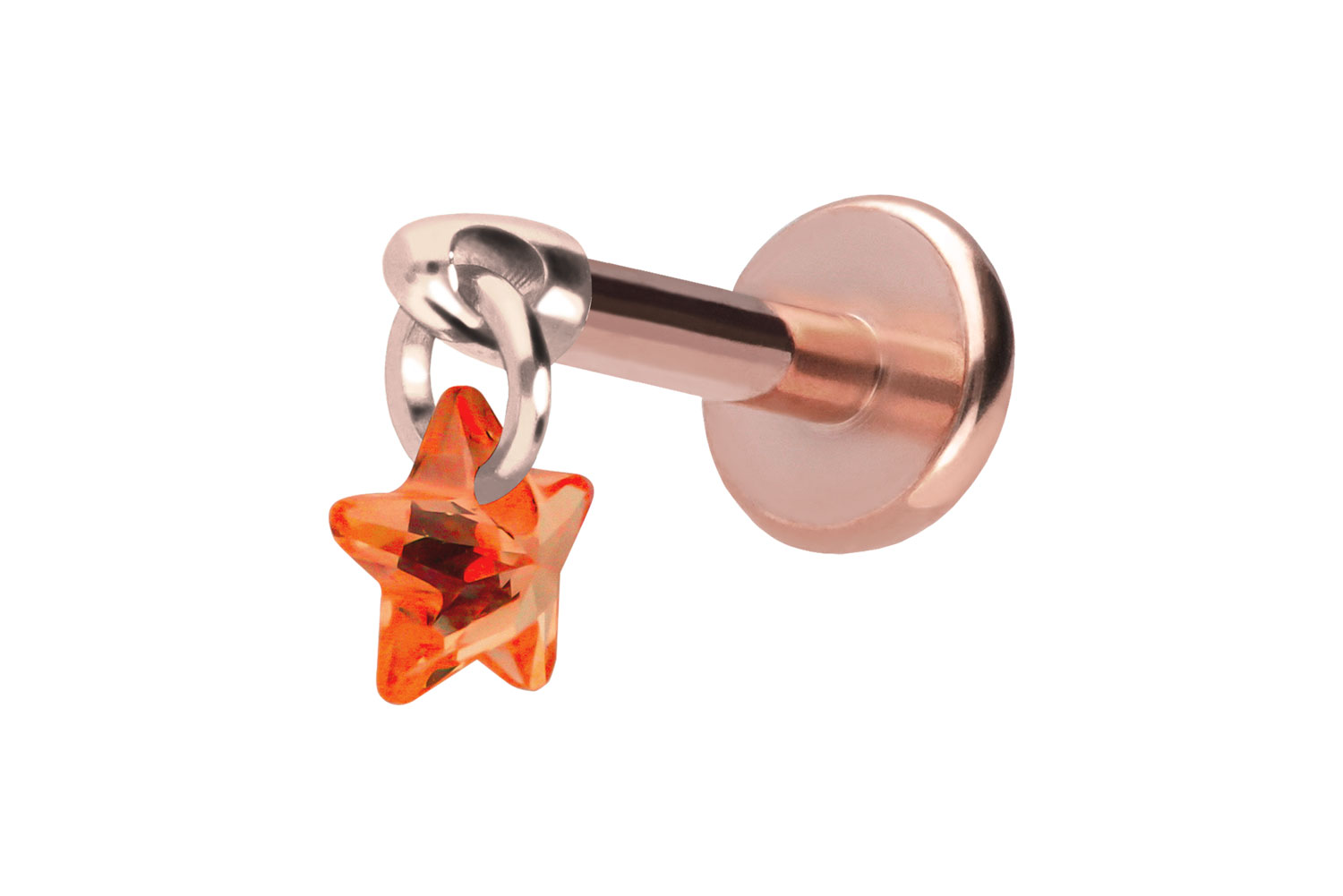 Titan Labret Piercing mit Push Fit KRISTALLSTERN